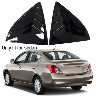 2Pcs ABS Gloss Black Rear Window Louver Cover Trims For 2013-2018 Nissan Versa