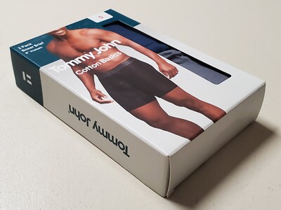 Tommy John Mens Boxer Briefs 2 Pack Cotton Basics 8'' Inseam Size S 28-30'' NIP