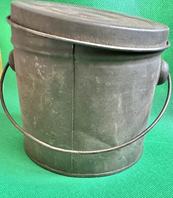 Antique Tin Pail w/Lid Berry Bucket Lunch Pail Primitive 1800s