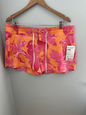 Athleta Womens 16 Hudson  Board Shorts Orange Pink Floral Print