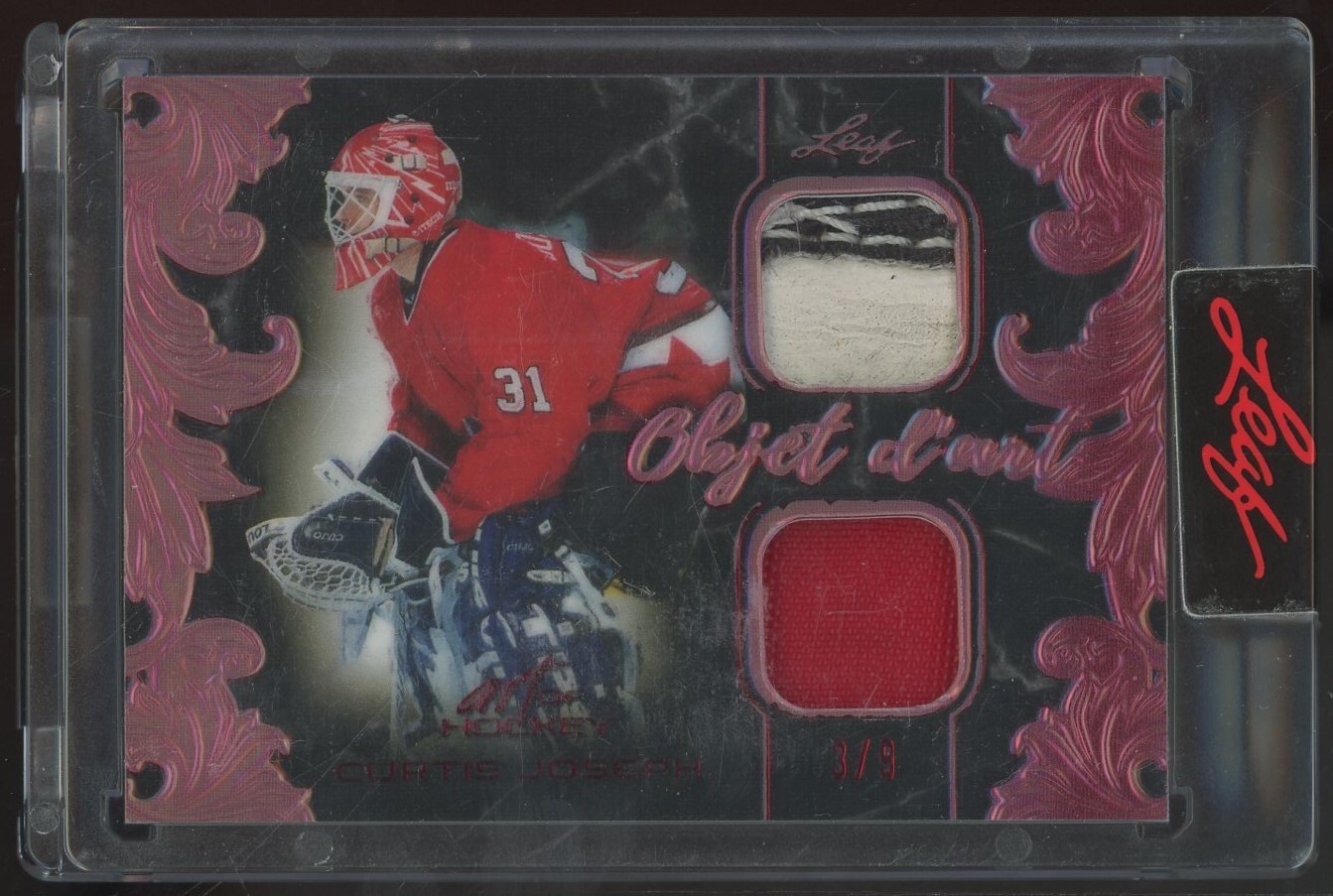 2021-22 Leaf Art Of Hockey Objet d’art Red Relics #ODA06 Curtis Joseph 3/9