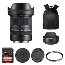 Sigma 18-50mm F2.8 DC DN Contemporary Lens for Fujifilm X Tiffen UV 128GB Set 