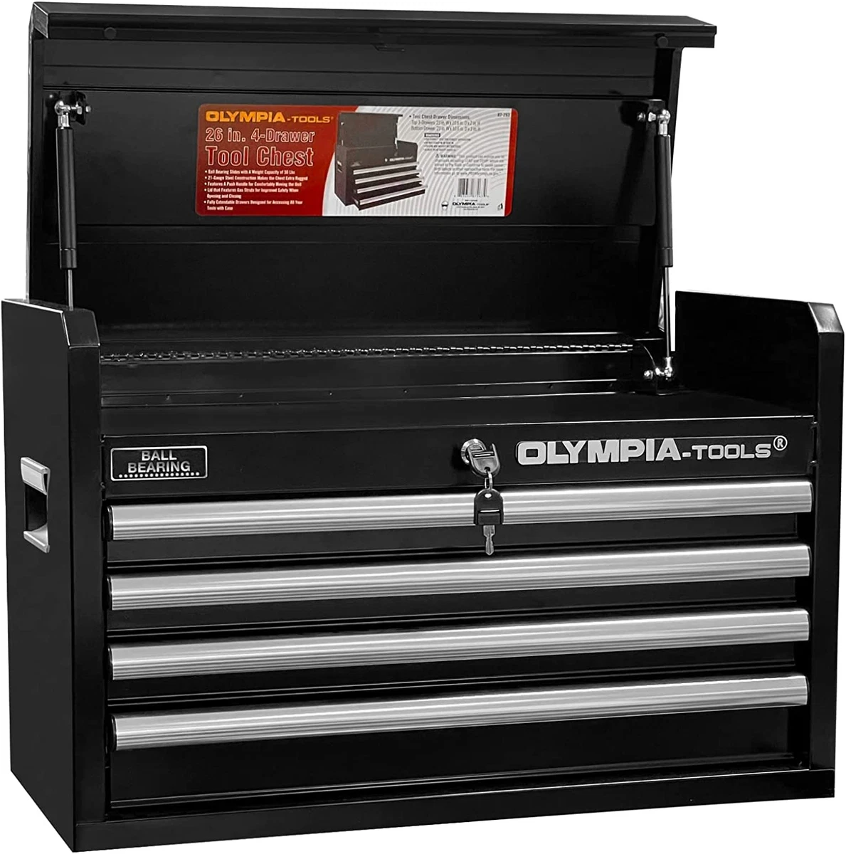 Tool Chest with Drawers 26 Inch 4 Drawer Tool Box Storage Organizer Ball Bea