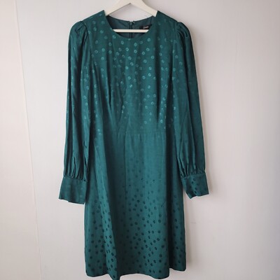 j crew ar646 womens shift dress size 4T in jacquard floral dot wide cuffs