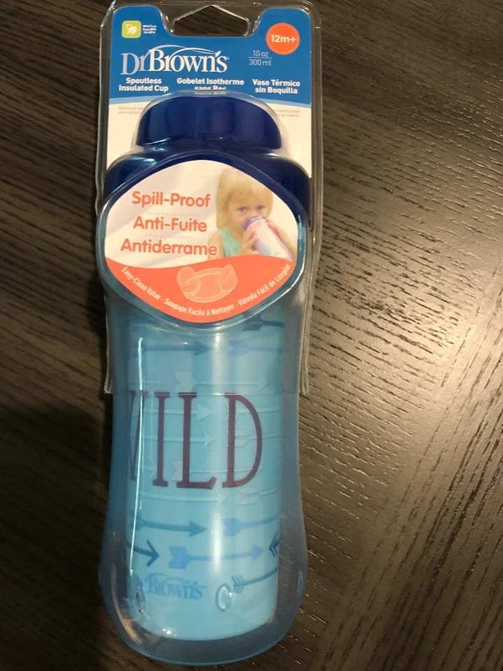 Dr Brown's BPA Free 2 Pack 10 Oz 300ml  Spoutless Insulated Cup Boy Blue Green  - Изображение 3 из 4