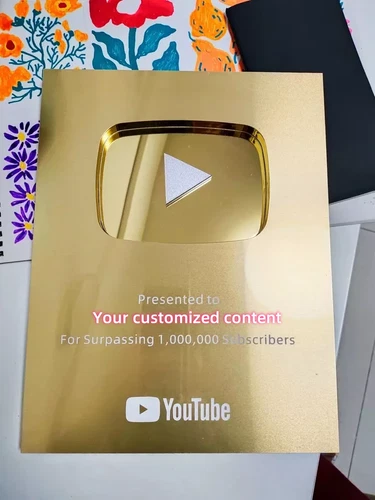 YouTube Play Button silver gold YouTube custom award plaque wall desk Decoration - Picture 3 of 17