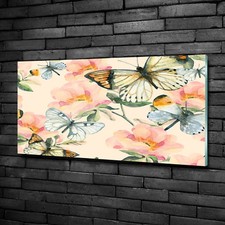 Glas-Bild Wandbilder Druck auf Glas 100x50 Deko Tiere Schmetterling Blumen