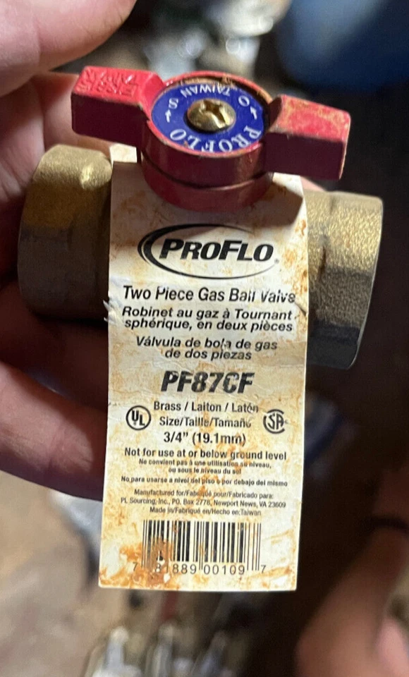 PROFLO PF87CF 3/4" T-Handle Two piece Gas Ball Valve, 6 pieces - Image 2 of 4
