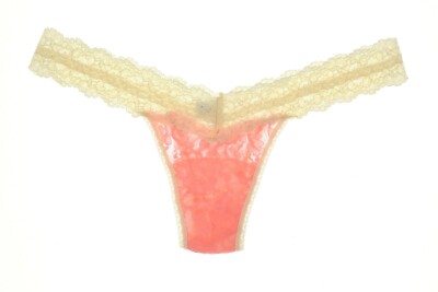 YUMMIE TUMMIE Women's Peach/Orange Lace Thong Sz O/S 140243