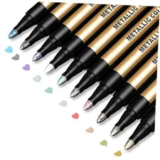 JR.WHITE Paint Markers Pens Metallic Colors Paint Pens for Rock Painting, 10