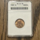 1929 Lincoln Wheat Penny ANACS MS64 RB An Absolute Beauty Vintage Fatty Holder
