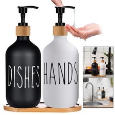 Black Dish Soap Dispenser Set for Kitchen Sink Hands Soap and Dishes Detergent S