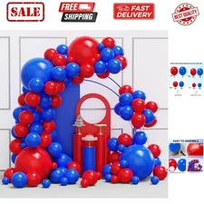 Red and Blue Balloon Garland Arch Kit, 134pcs Royal Blue and Red Latex Balloo...