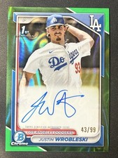 2024 Bowman Chrome Justin Wrobleski Green Lava Refractor Auto #43/99 Dodgers