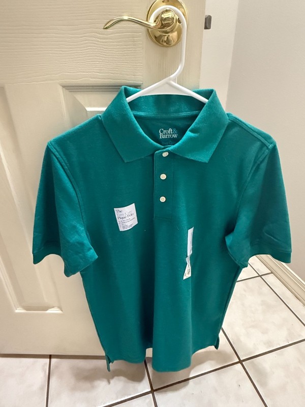 Croft Barrow Easy Care Pique Polo, Green, Size Adult Small