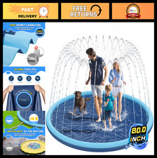 Extra Large Non-Slip Splash Pad for Kids Dogs, 80" Water Play Mat, Summer Fun