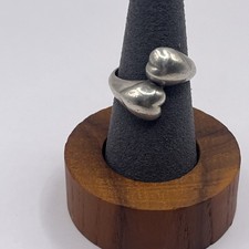 Sterling Silver Double Heart 4g Ring Size 5