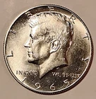 🧿 (A) 1965 SMS 40% SILVER JFK HALF DOLLAR CHOICE/GEM BU