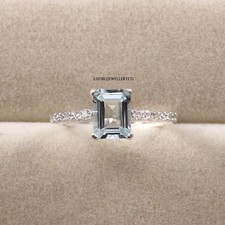 Blue Aquamarine Ring, Stunning Ring, 925 Sterling Silver, Promise Ring