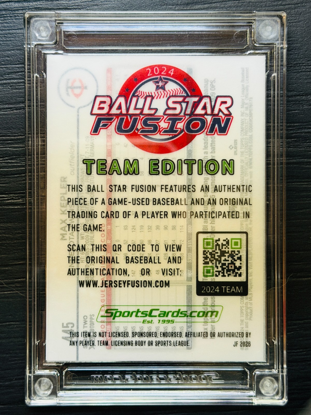 2024 Jersey Fusion #445 Max Kepler /39 Ball Star Game Used Ball Relic Twins view 2