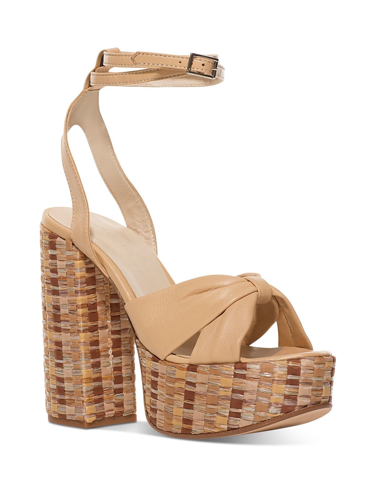 "CHELSEA PARIS Womens Beige 2\" Platform Raffia Strap Zasa Almond Shoes 40"