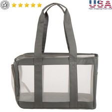 Mesh Soft-Sided Pet Carrier Bag Travel Tote Dogs Cats Mobile Lightweight Gray
