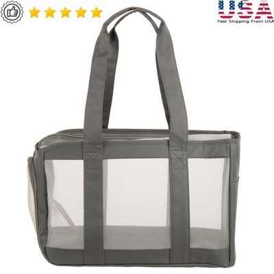 Mesh Soft-Sided Pet Carrier Bag Travel Tote Dogs Cats Mobile Lightweight Gray