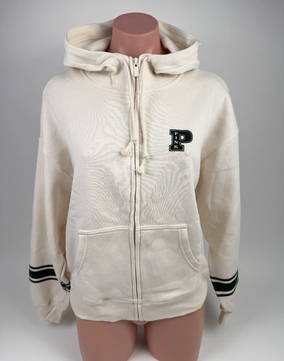 Pull à Capuche Zippé Victoria's Secret Couleur Crème, Taille M Pour Femme, Occasion