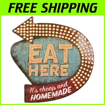 Distressed Vintage Tin Sign ''Eat Here''