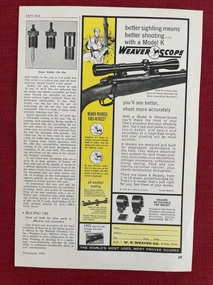 Vintage 1961 Weaver Scopes Print  Ad Model K Better Sighting Advertisement