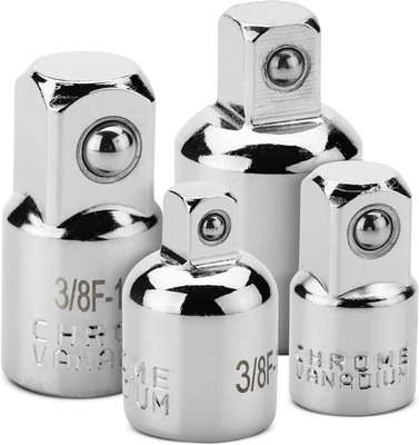 Bates Impact Socket Adapter and Reducer Set, 4 pcs - 1/2 to 4 pcs, Silver 