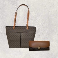 Michael Kors Tasche Shopper Portemonnaie Jet Set Bedford Hamilton Braun Gold Neu