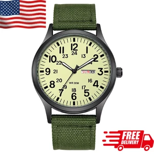 Durable Field Watch Easy Read Dial 24H Display Nylon Strap Quartz Movement