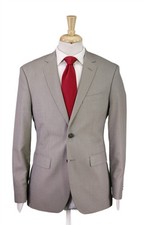 Banana Republic Tailored Fit Mens Taupe Brown Check 2-Btn Suit 38S