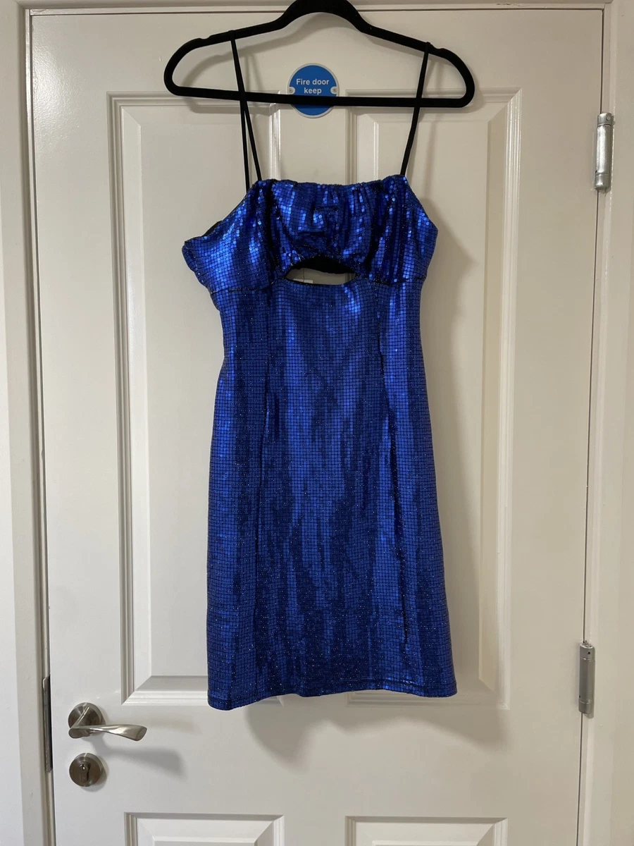 blue sequin topshop dress Kendra Blue Sequin Strapless Mini Dress - US 14 main image 1
