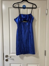 Topshop Womens size 14 Blue Sequin sparkly sequin Mini party festival Dress 