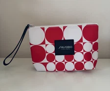 Shiseido Red & White Circle Pattern Makeup Travel Bag NEW