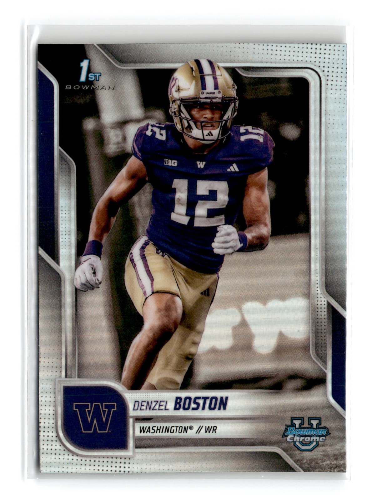 Denzel Boston 2025 Bowman University Chrome Refractor #34 Washington 1st