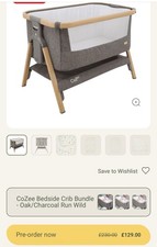 Tutti Bambini CoZee Lite Bedside Crib Dark Grey & Oak, Adjustable height