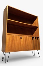 DANISH POUL HUNDVEAD TEAK BOOKCASE RECORD CABINET HAIR PIN LEGS RETRO C1970s