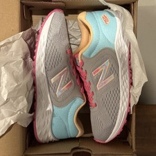 NIB Kids sz 1.5 New Balance Fresh Foam Arishi Grey Pink Bungee Lace.