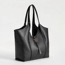 NWT Sam Edelman Slyvia Medium Leather Shoulder Bag Black Tote Hobo