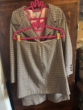 Vintage Y2K Nine West Pink And Brown Polka Dot Coat / Skirt Suit