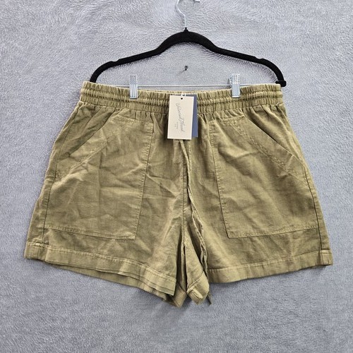 Universal Thread Women Shorts L Olive Linen Rayon Casual 3" Inseam NWT