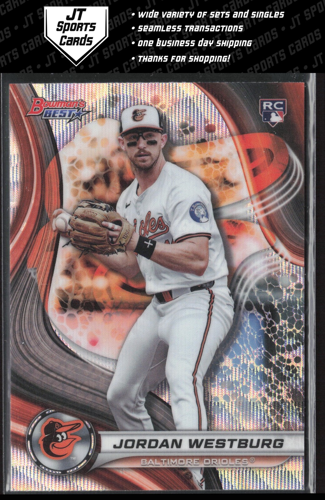2024 Bowmans Best Jordan Westburg 11 RC Wave Refractor Baltimore Orioles