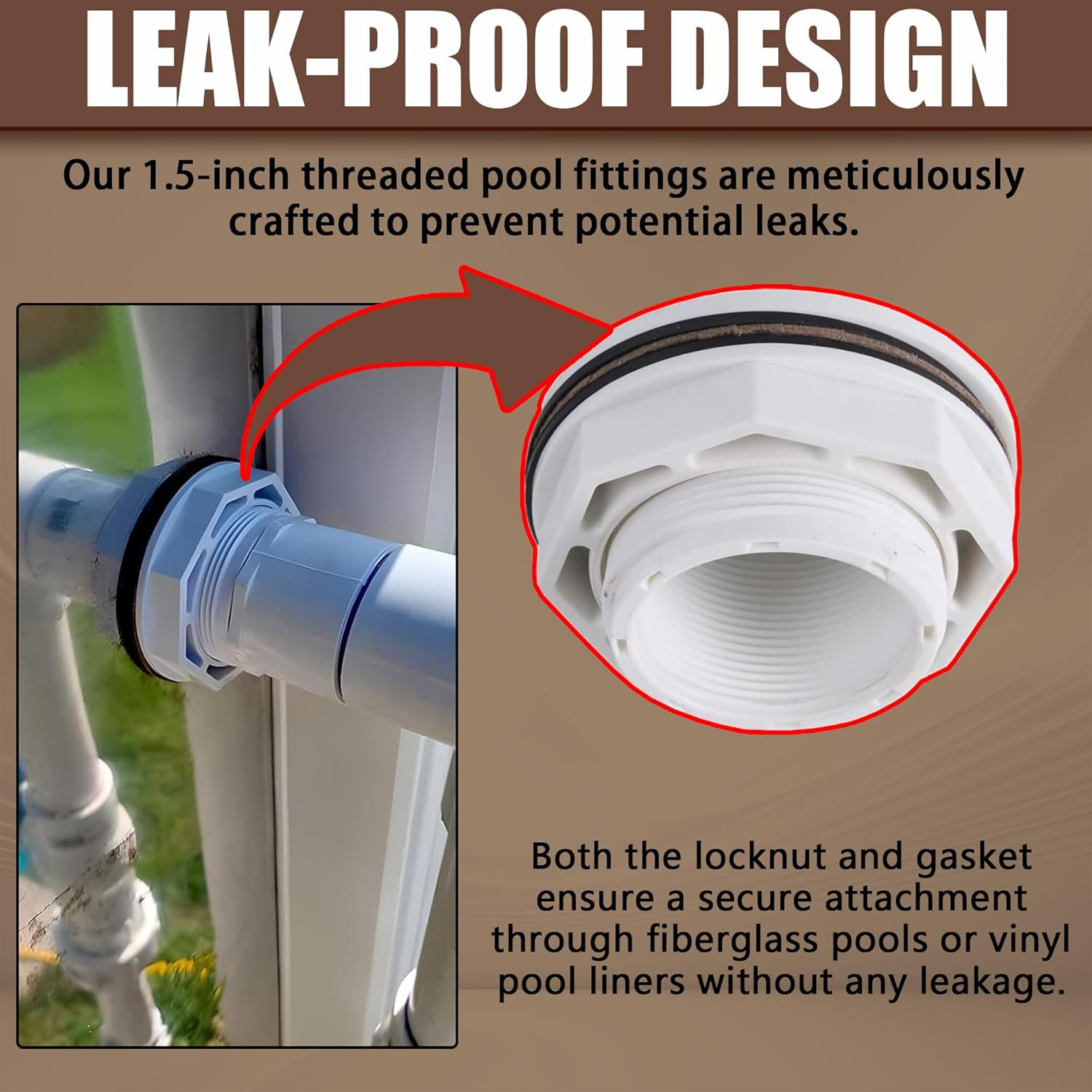 Tongass (2-Pack) 1 1/2" above Ground Pool Inlet Return Fitting with Locknut Gask