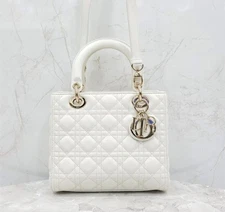 Dior Lady Bag Medium White Gold 146224488