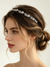 Silver Rhinestone Pearl Bridal Headband, 1920S Vintage Crystal Hair Jewelry, Wed