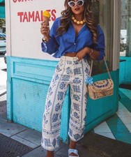 ZARA SS24 HIGH-WAIST EMBROIDERED CULOTTES ZW COLLECTION PANTS 2731/240 NWT