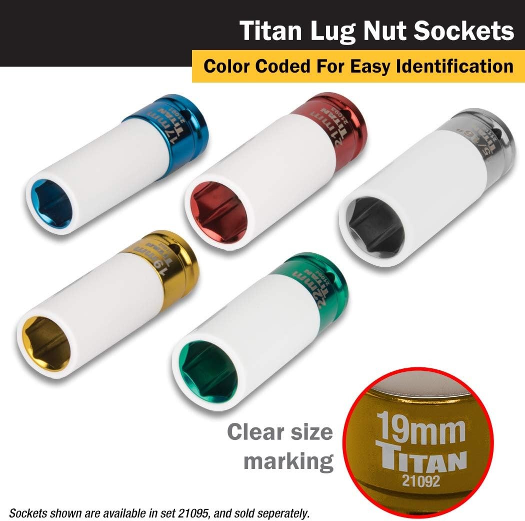 Titan 21092 1/2-Inch Drive x 19mm Non-marring Impact Deep Lug 19mm, Factory 